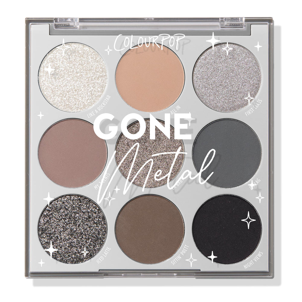 ColourPop Gone Metal palette front view for versatile day-to-night looks.