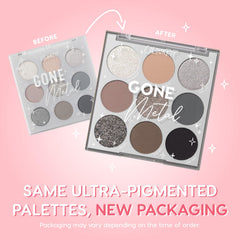 ColourPop Gone Metal swatches reveal matte, metallic, and glitter shades for versatile looks.