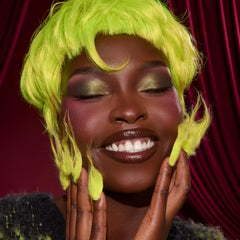 ColourPop Grinch palette swatches show vibrant greens with buildable payoff.