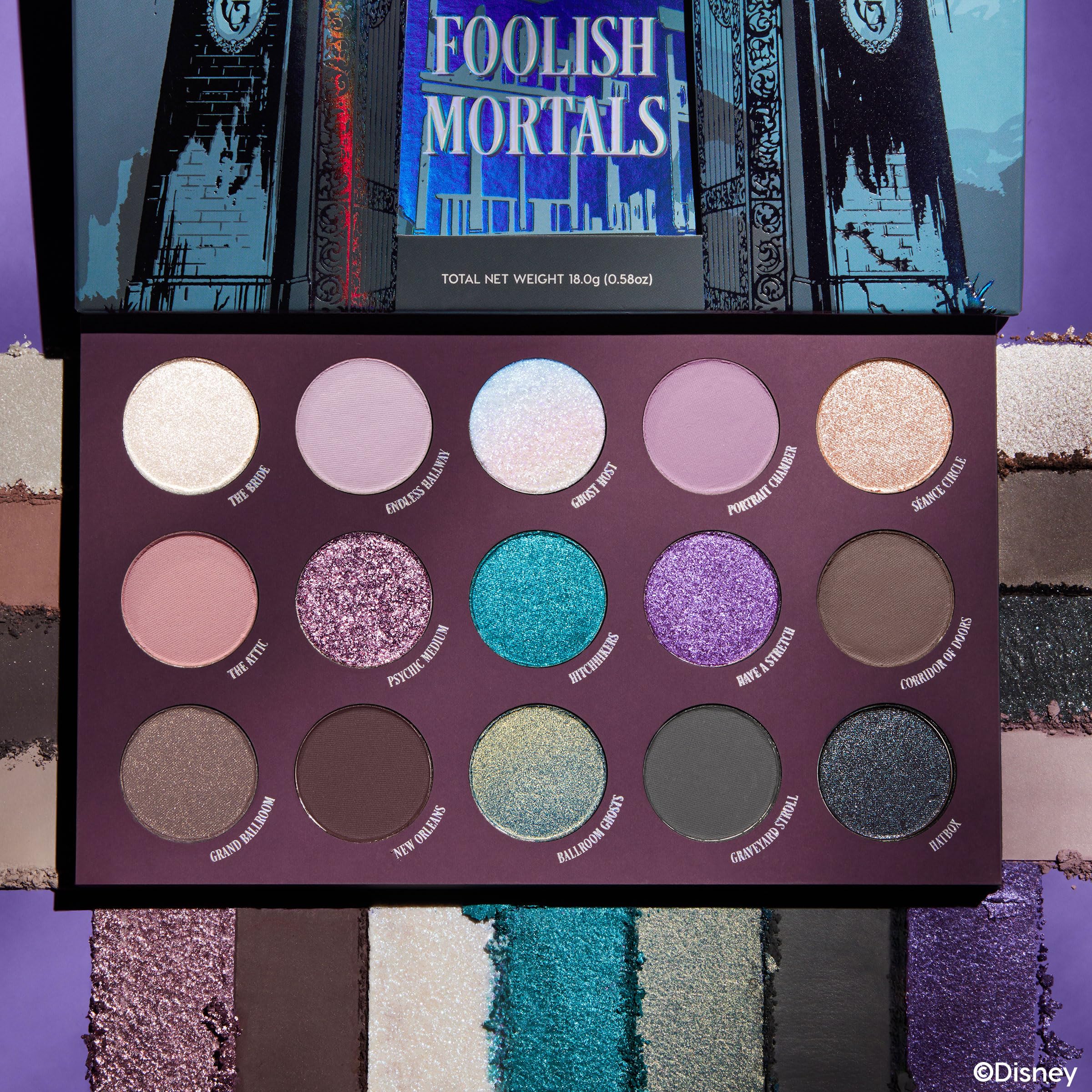 ColourPop Haunted Mansion Foolish Mortals swatches show rich pigments and blendable texture