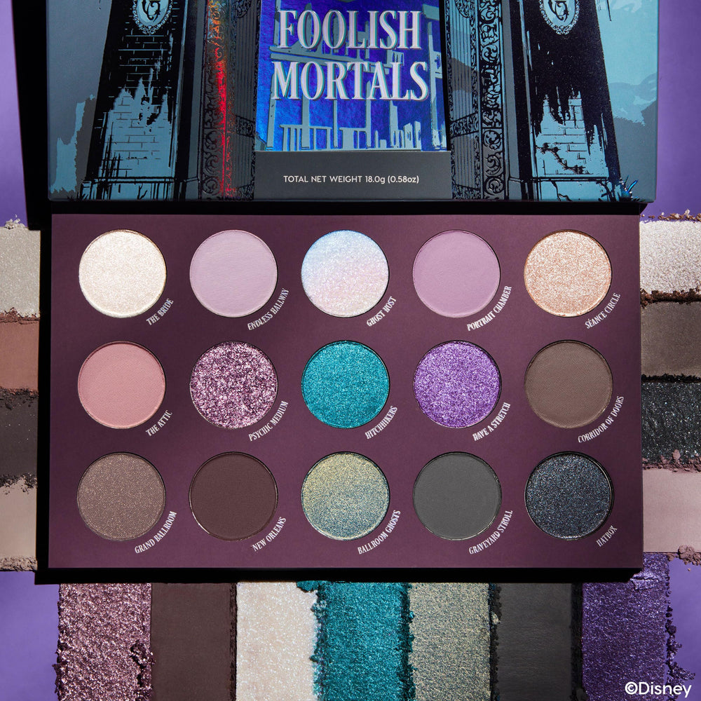 ColourPop Haunted Mansion Foolish Mortals swatches show rich pigments and blendable texture