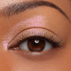 ColourPop Jelly Much application brush applying Field of Fairies for precise, bold eye look.