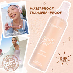 ColourPop Pretty Fresh setting mist spray action demonstrates lightweight everyday makeup hold.