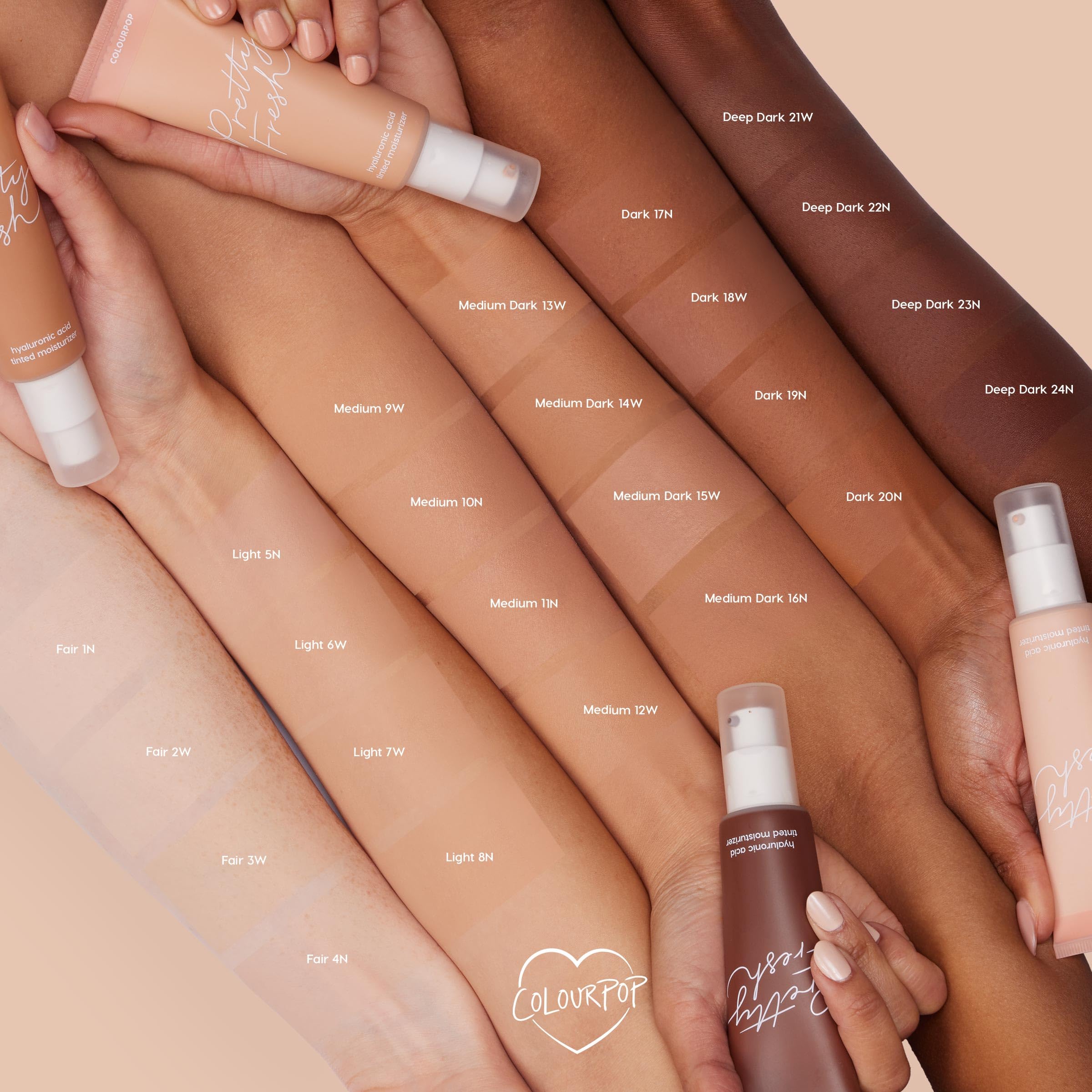 ColourPop Pretty Fresh; tono 8N para piel clara con acabado natural.