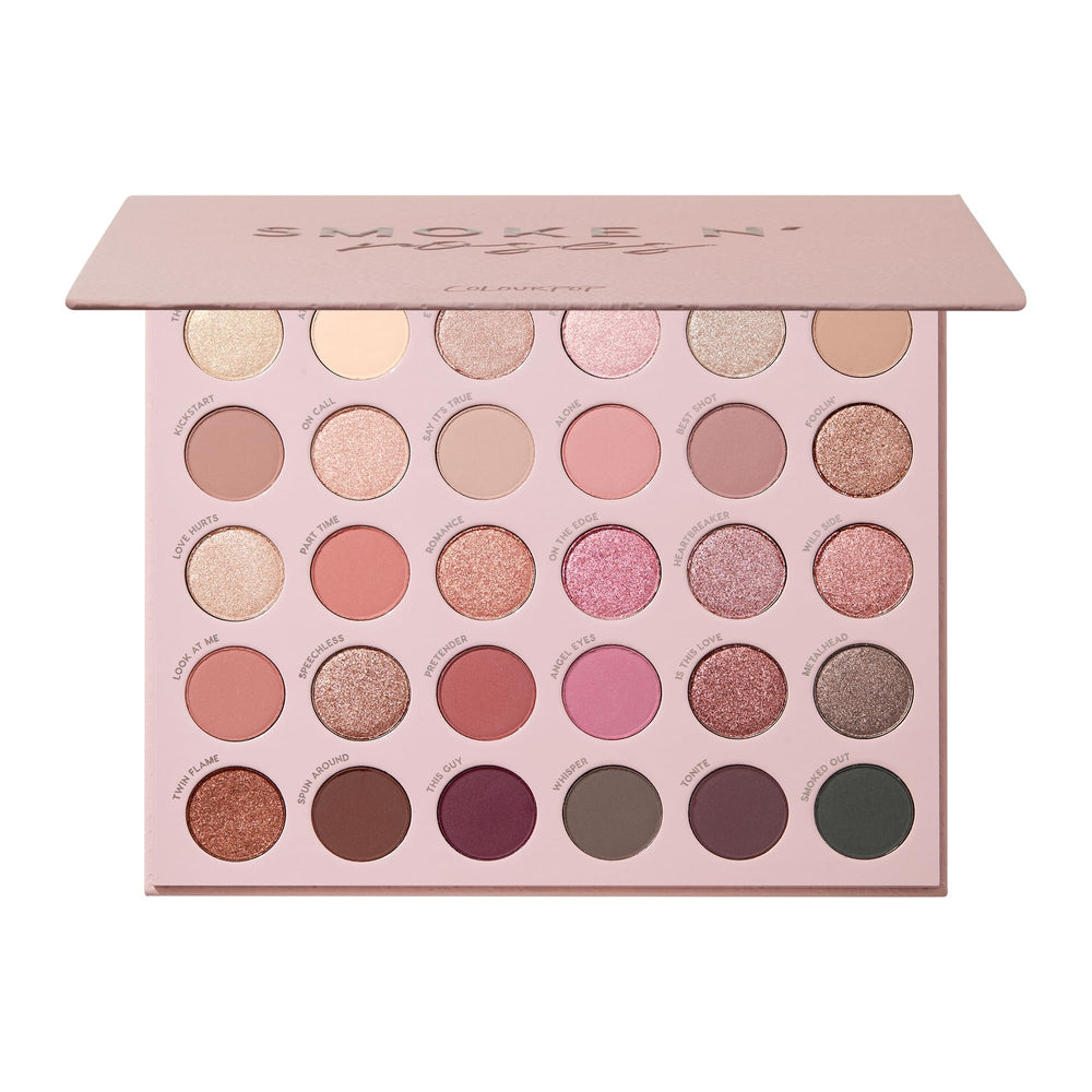 ColourPop Smoke N Roses palette front with rosey-smokey hues for versatile looks.