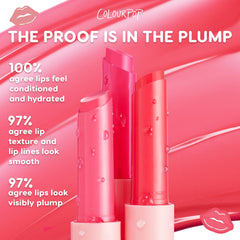 ColourPop So Juicy Dolled Up swatch shows sheer color with shine.