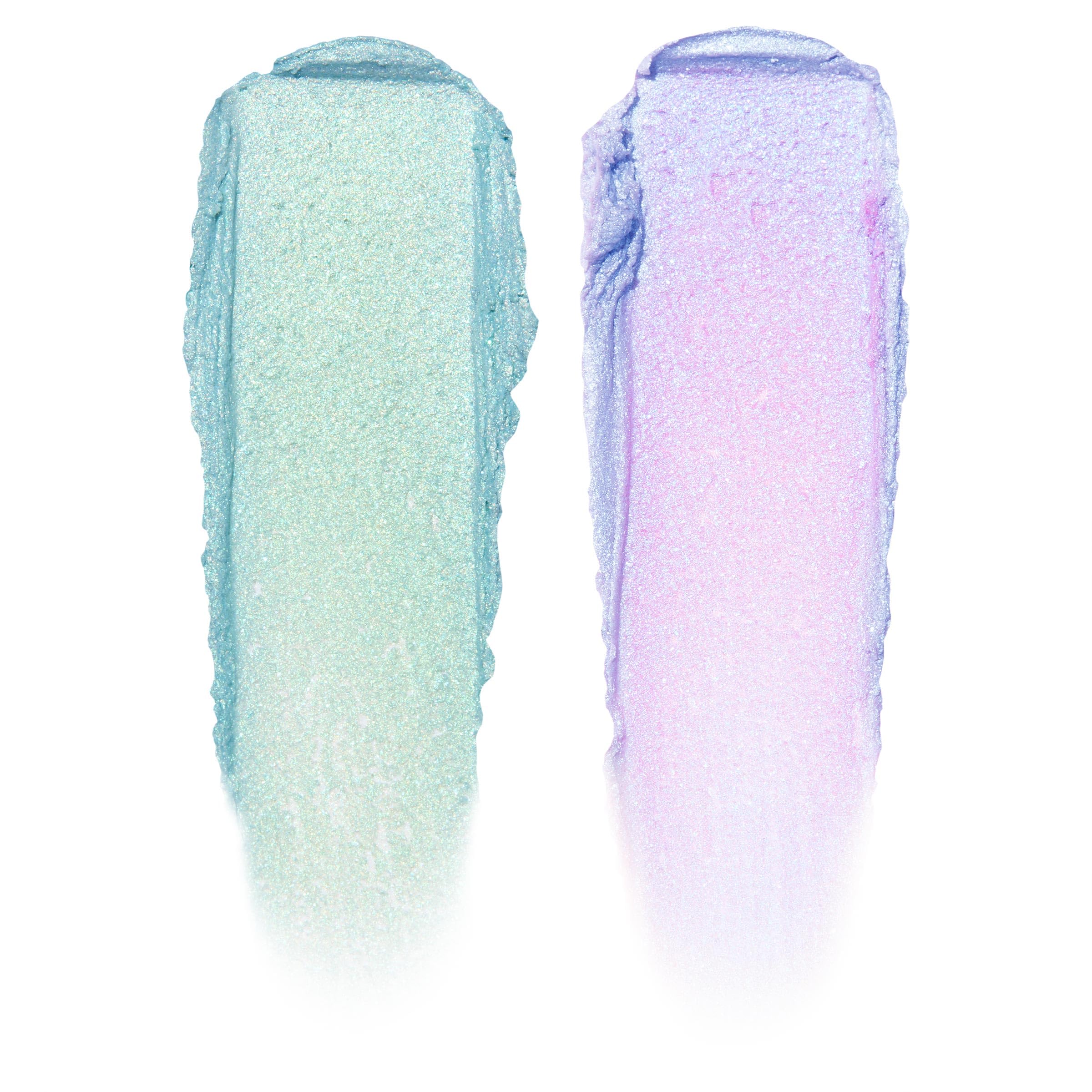 ColourPop Stitch Shadow Stix Alien Vibes swatch reveals aqua-gold duochrome shimmer
