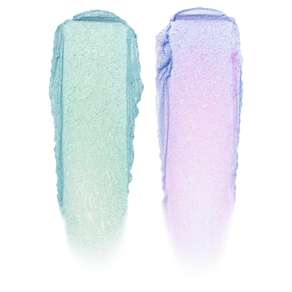 ColourPop Stitch Shadow Stix Alien Vibes swatch reveals aqua-gold duochrome shimmer
