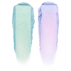 ColourPop Stitch Shadow Stix Alien Vibes swatch reveals aqua-gold duochrome shimmer