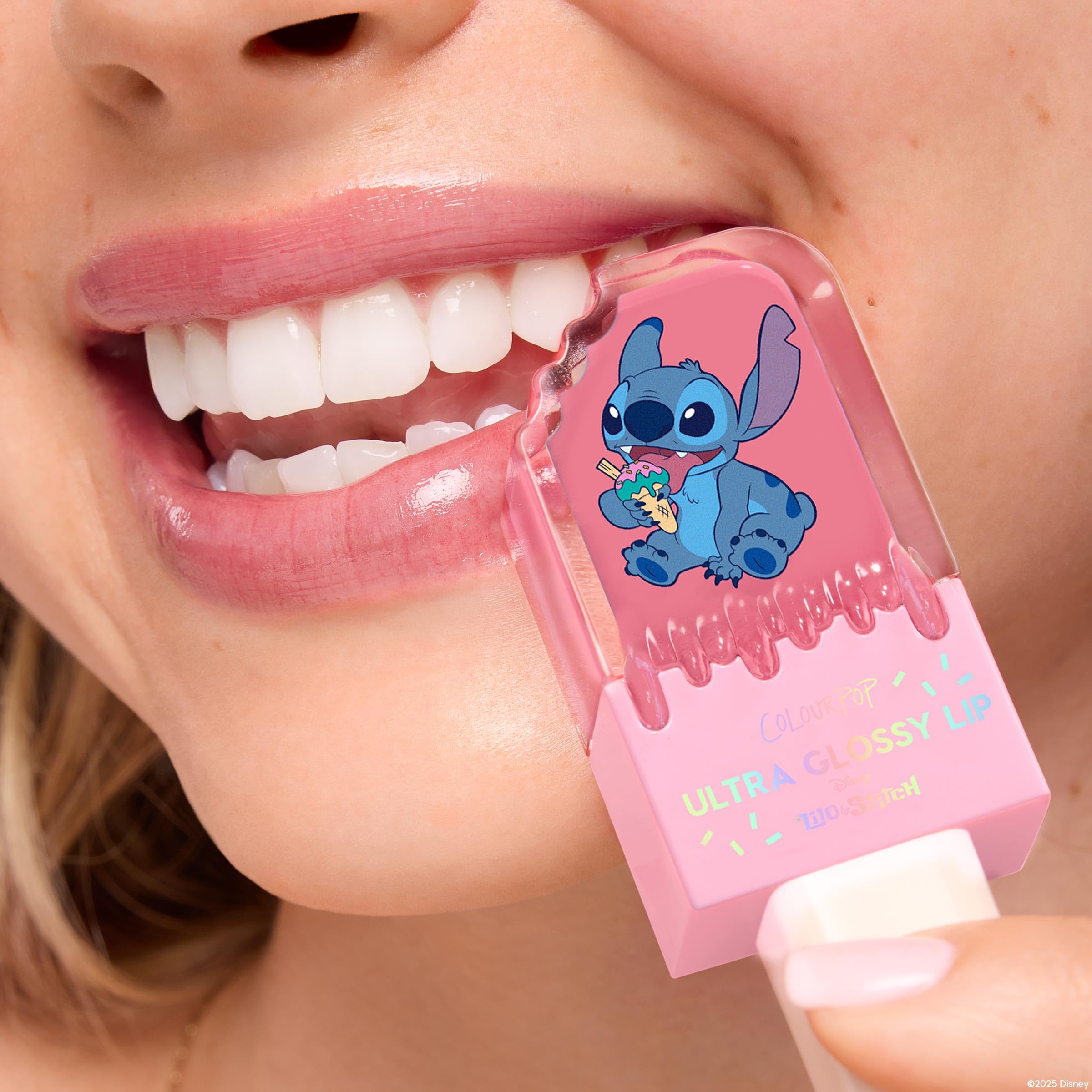 ColourPop Stitch Ultra Glossy Lip Gloss sheer baby pink shade provides natural, high-shine finish