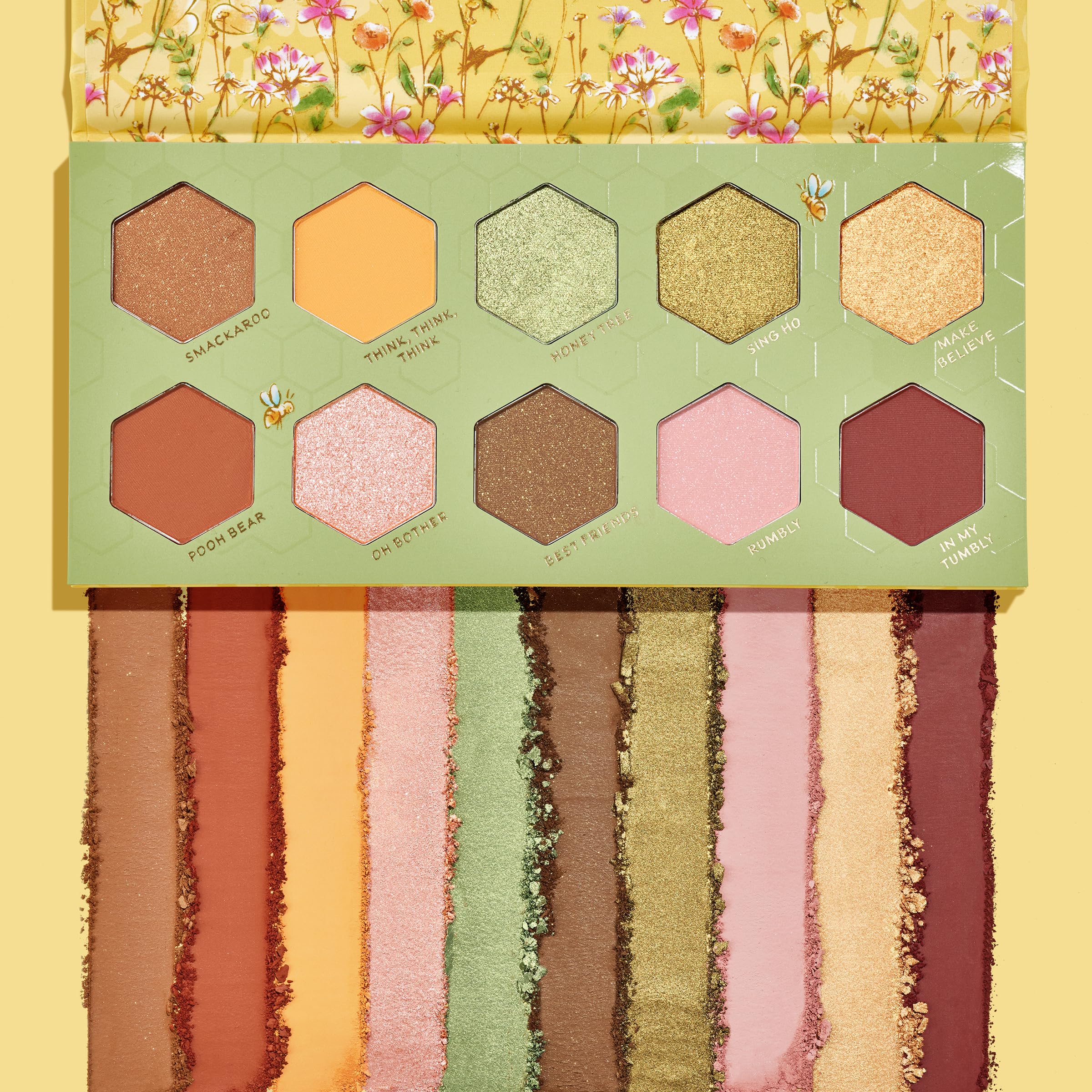 ColourPop Winnie the Pooh Sweet As Can Bee shadows pan closeup reveals rich color payoff.
