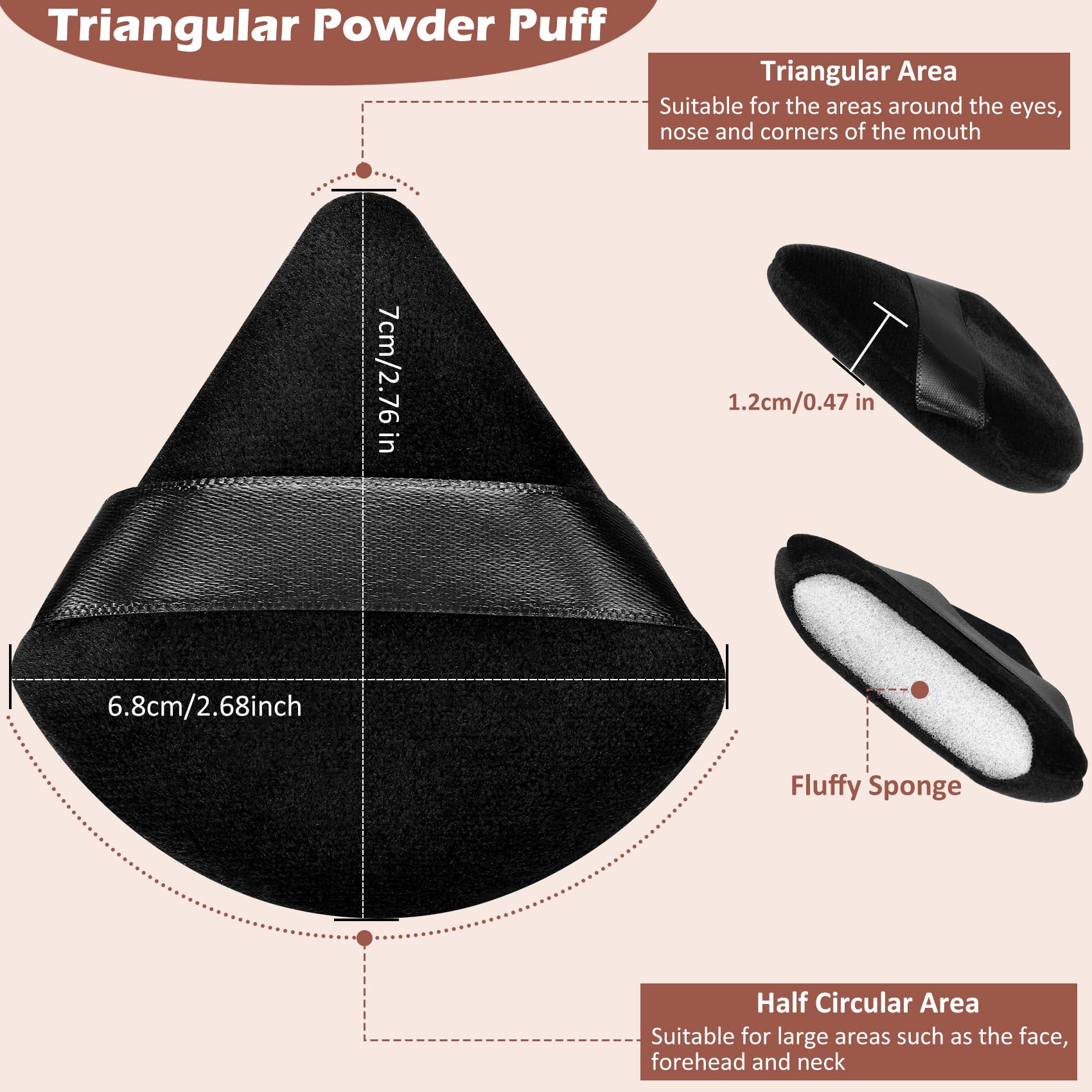 Colovis velvet triangle puff closeup shows soft fabric for gentle blending and comfort