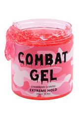Combat Gel extreme hold bottle demonstrates strong, long-lasting style.