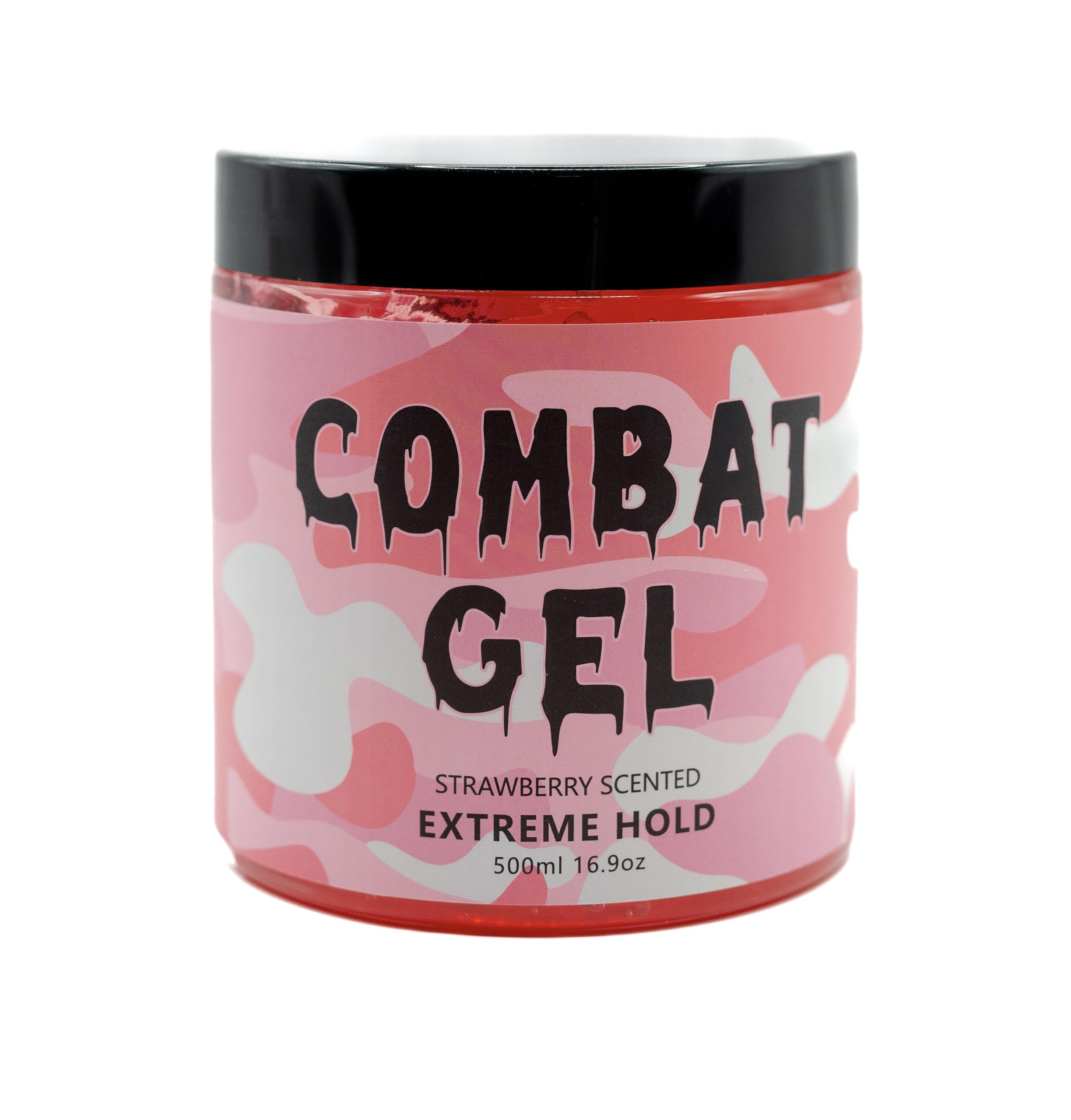 Combat Gel strawberry-scent dispenser highlights fruity aroma for easy styling.