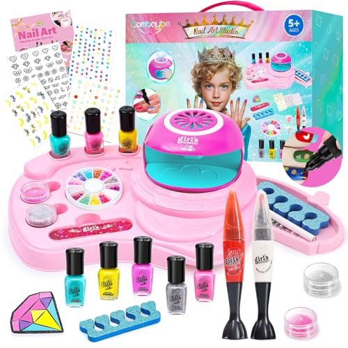 Combaybe Kids Nail Polish Set with storage desk enables tidy, creative nail art sessions.