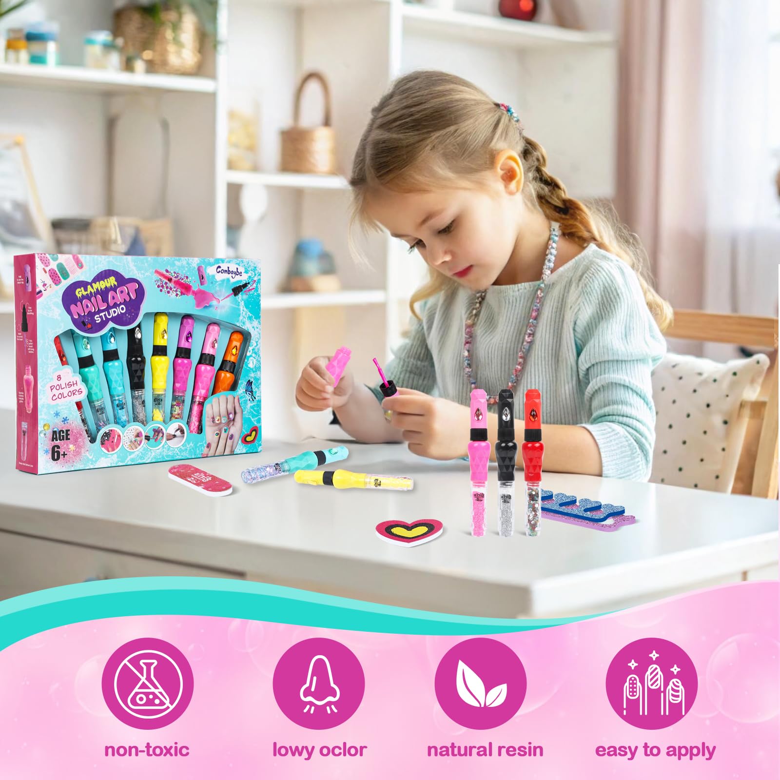 Combaybe nail file white crayon and stencils kit for shaping and design.