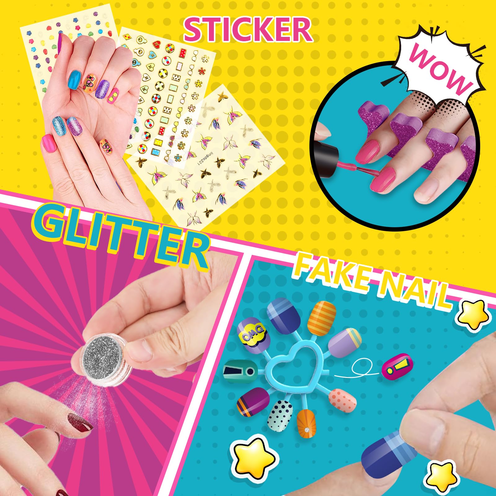 Combaybe uñas postizas con dibujo para practicar estilos.