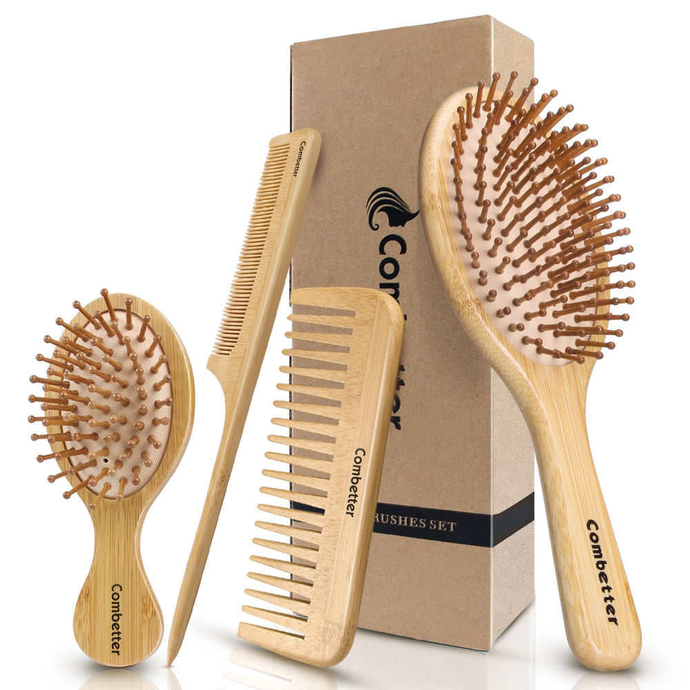 Combetter Combeter bamboo hair brush regular size with gentle detangling and scalp massage.