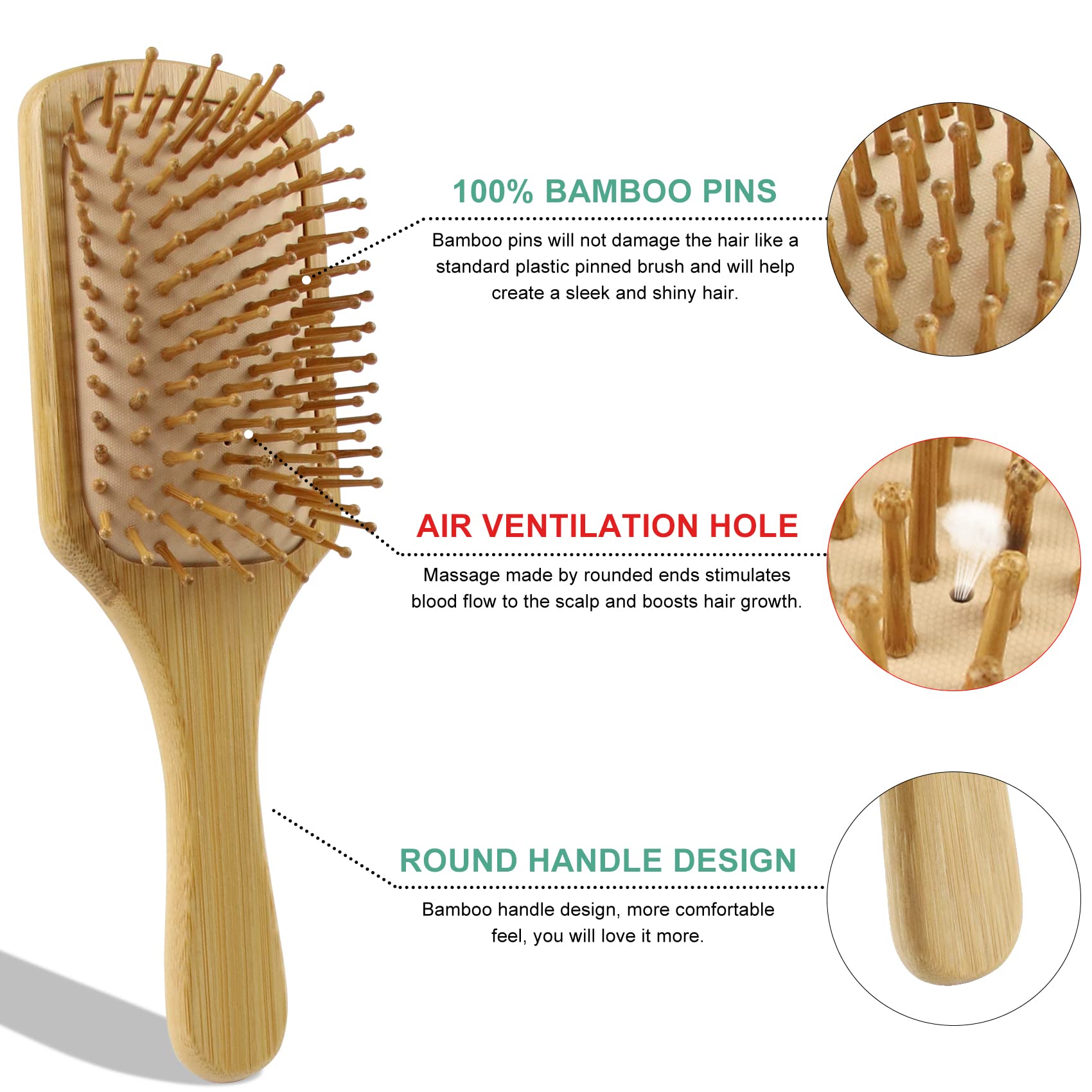 Combetter bamboo wide-tooth comb gently detangles wet or dry hair.