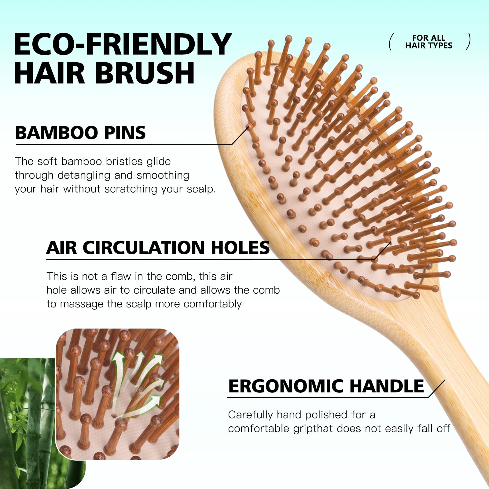 Combetter Combeter bamboo wide-tooth comb detangles thick or curly hair with ease.