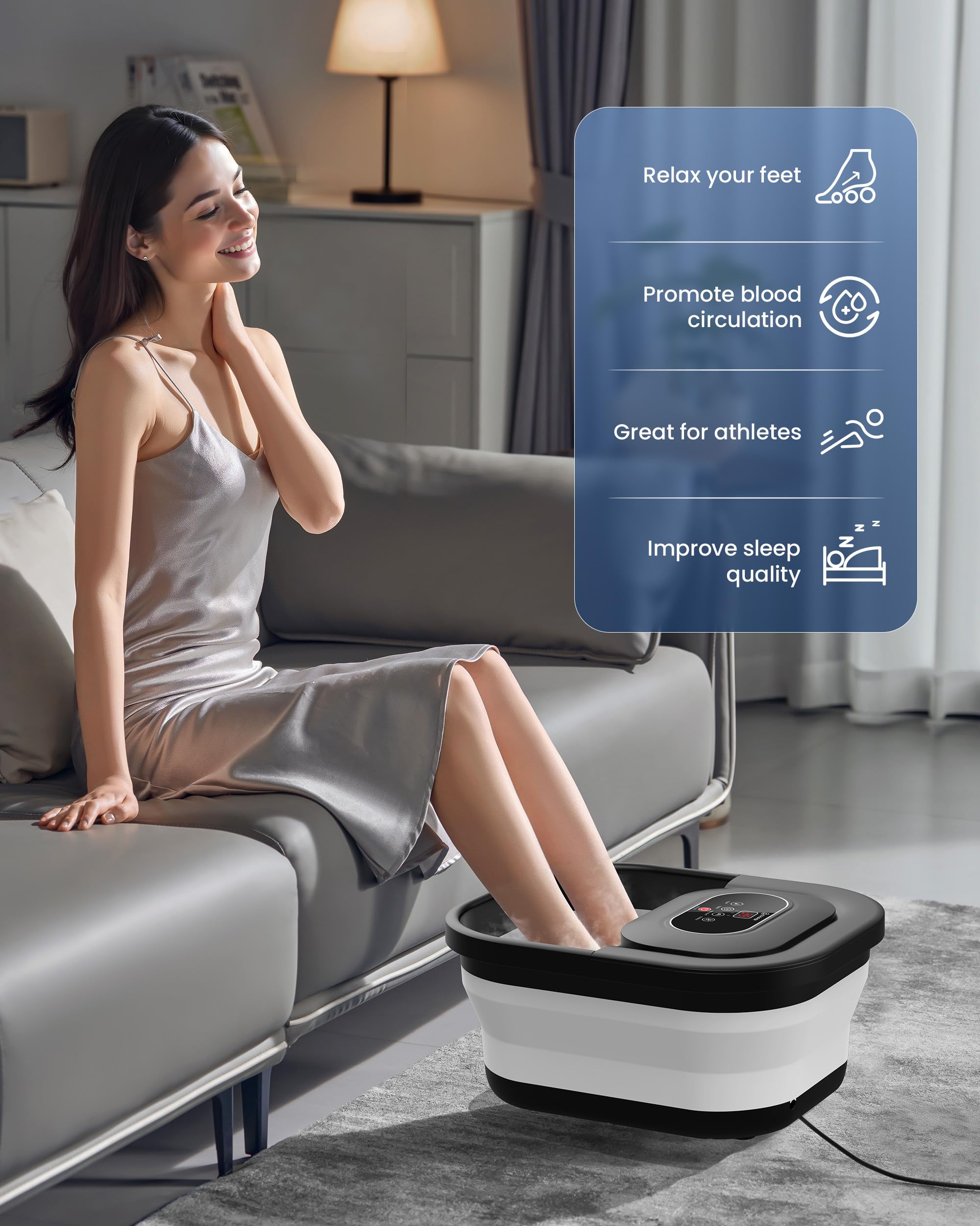 COMFIER collapsible foot spa storage folded flat for easy under-bed keeping.