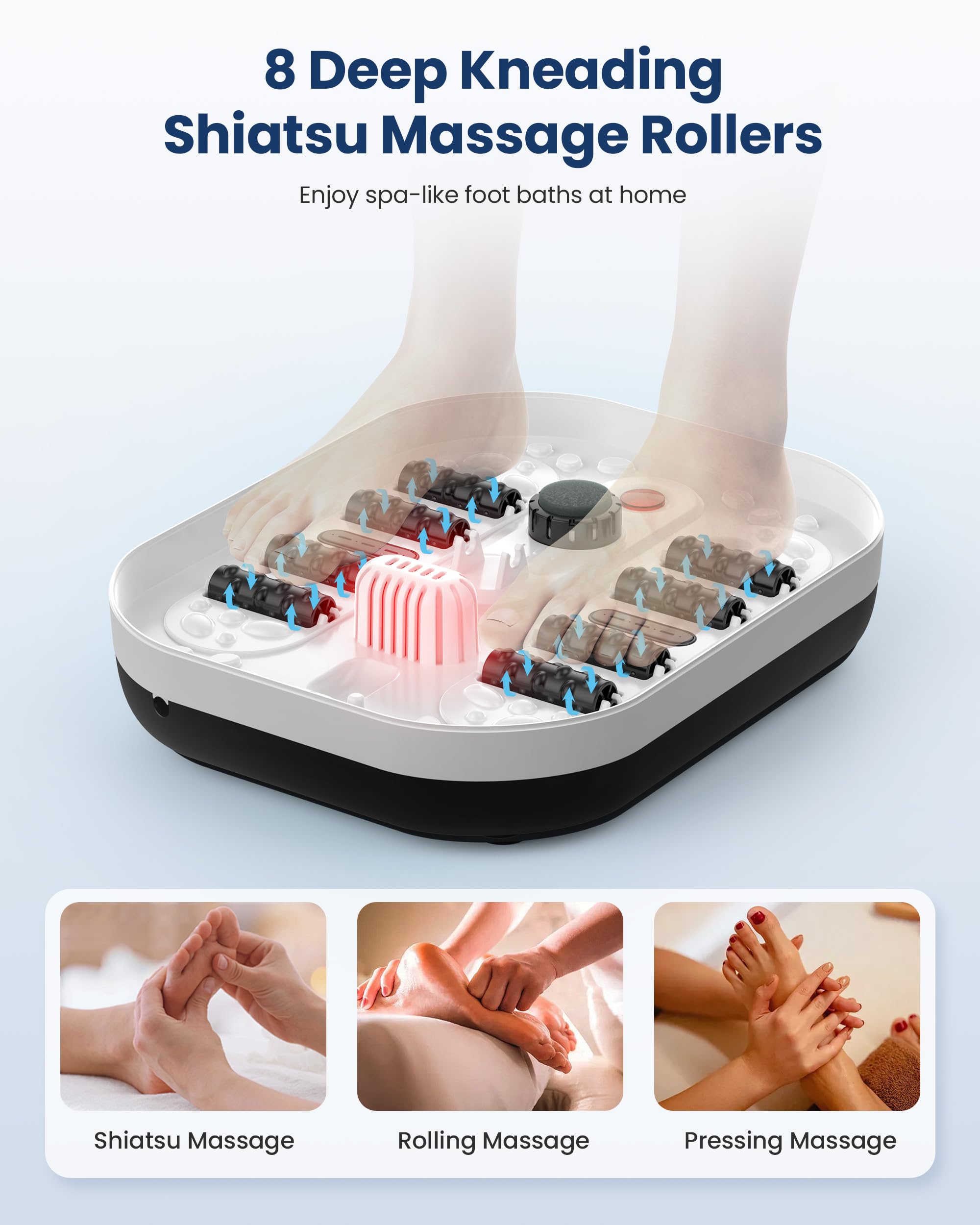 COMFIER foot spa with bubbles and red light for relaxing foot massage.