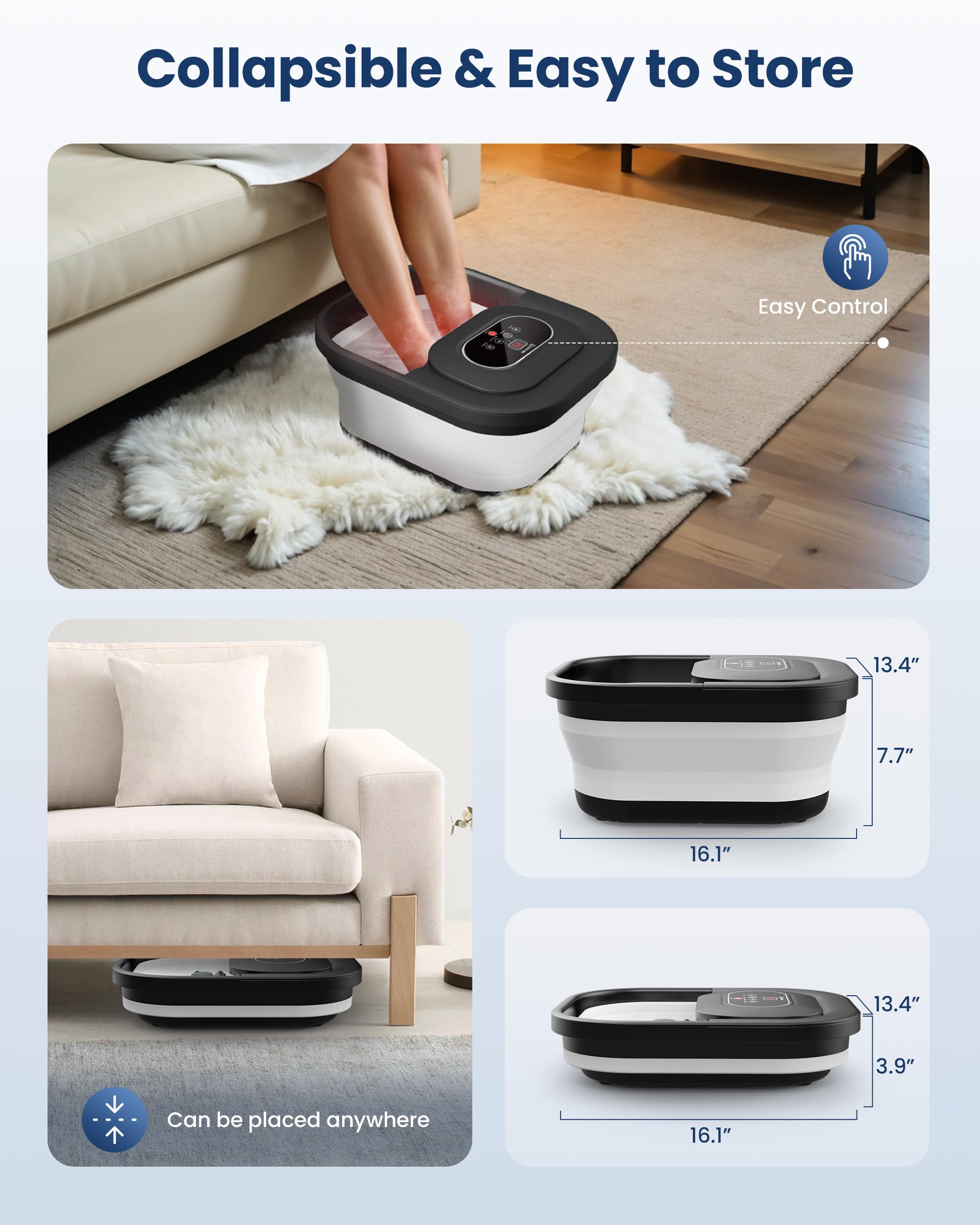 COMFIER foot spa with built-in timer for customizable session lengths.