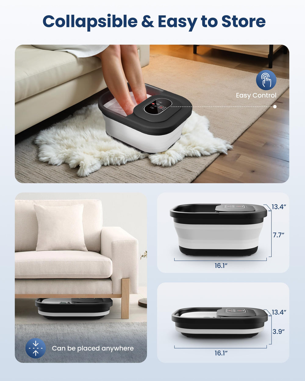 COMFIER foot spa with built-in timer for customizable session lengths.