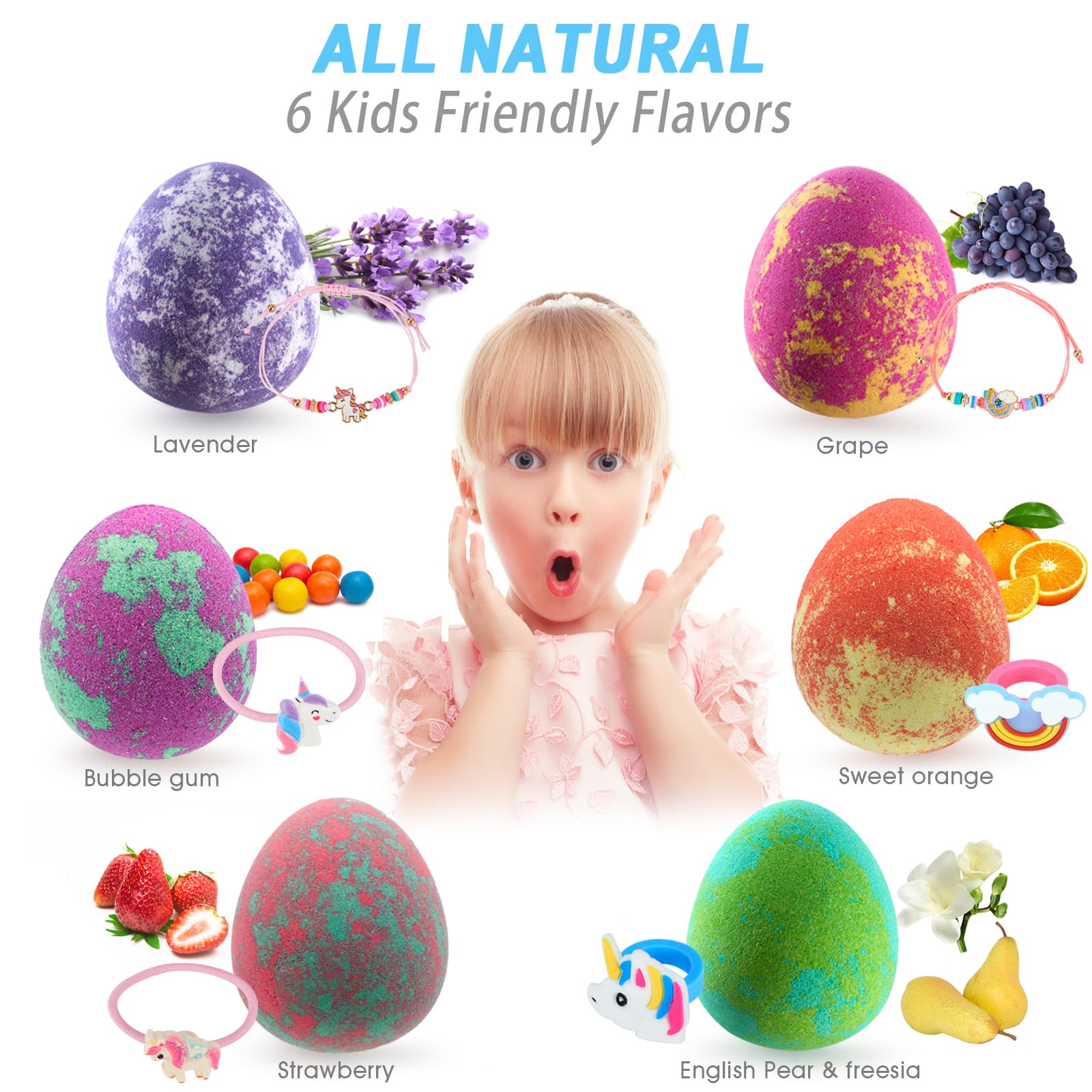 comfso dino egg bathbomb showing colorful fizz for kid-friendly baths