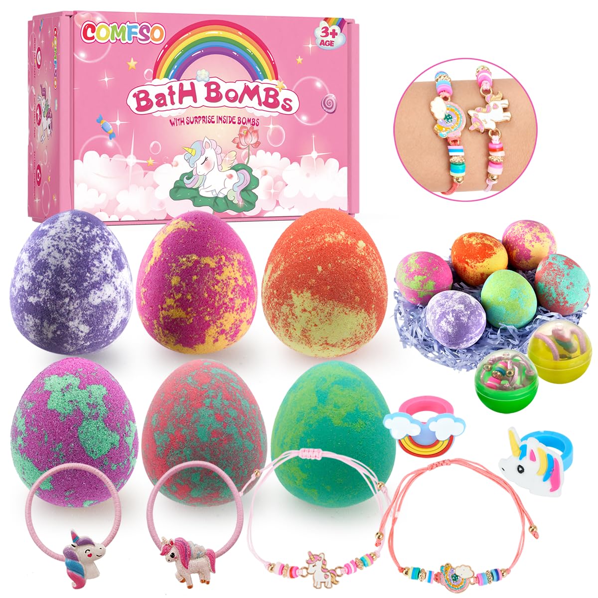 comfso dino egg bathbomb with surprise toy inside for kids bath time joy