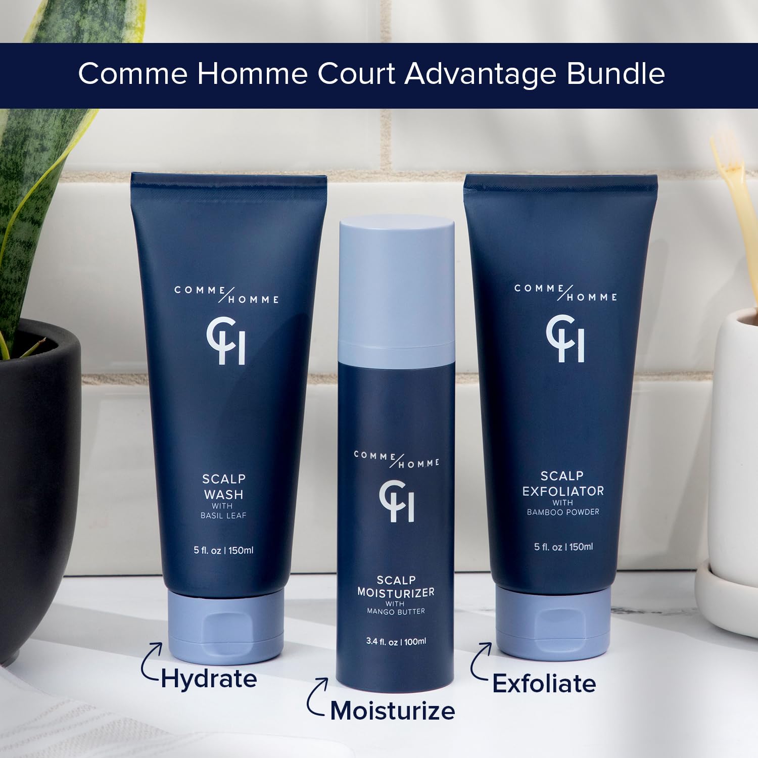 Comme Homme bald-men brand ethos highlights authenticity and expert scalp care.