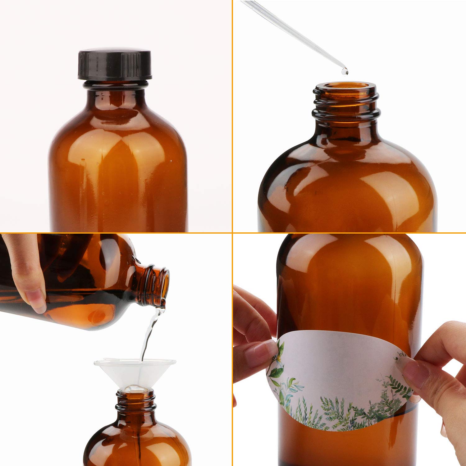 COMUDOT 8oz bottle with airtight cap for essential oil storage