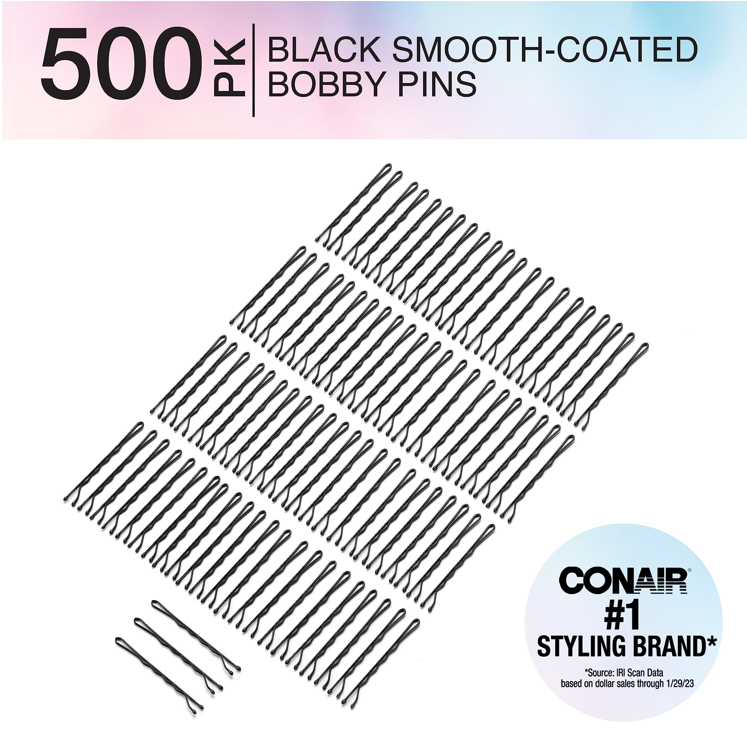 Conair bobby pins close-up showing plastic tips prevent snagging during styling