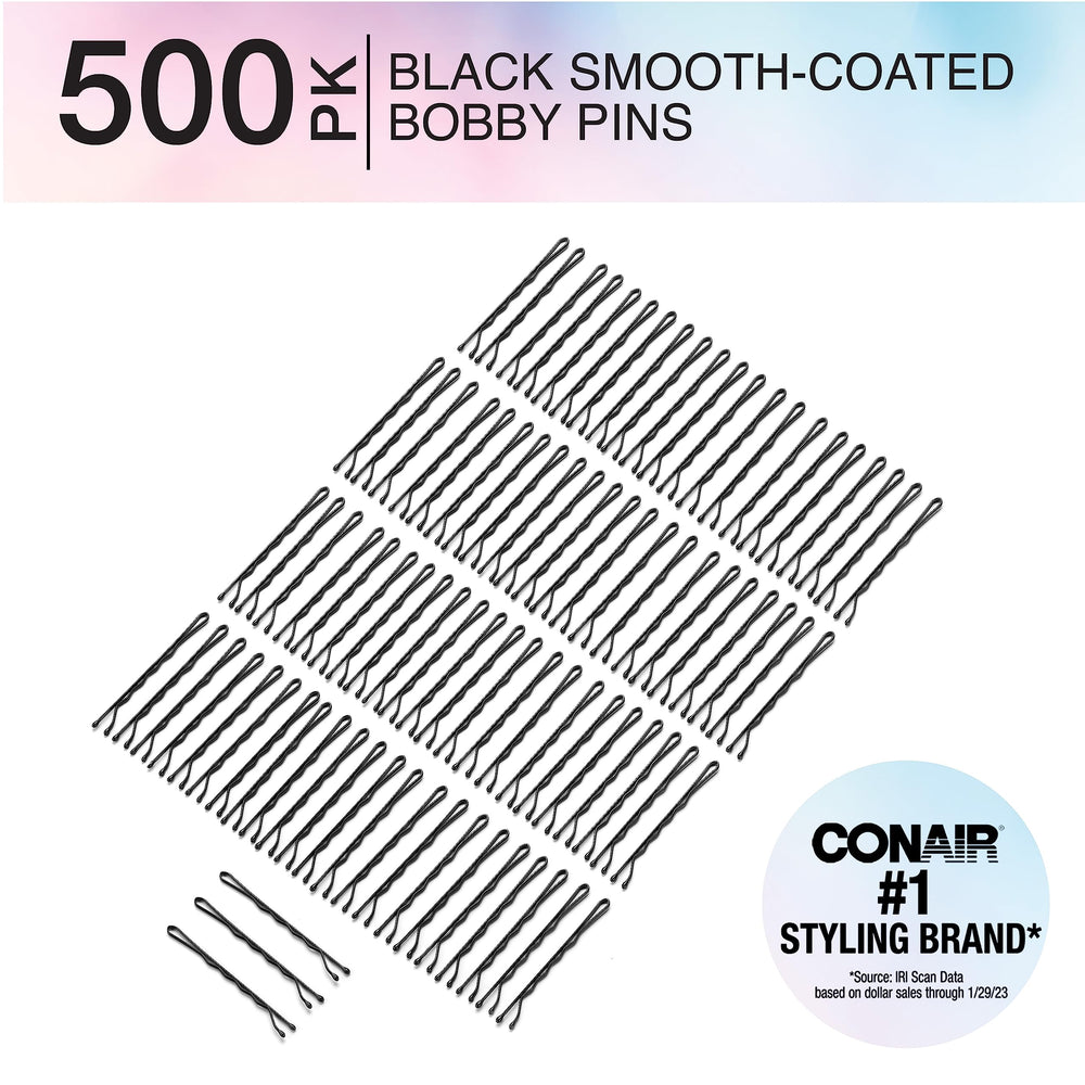Conair bobby pins close-up showing plastic tips prevent snagging during styling