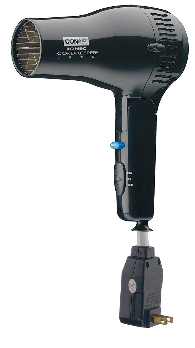 Conair Cord Keeper Dryer folded-handle design for compact storage and easy travel