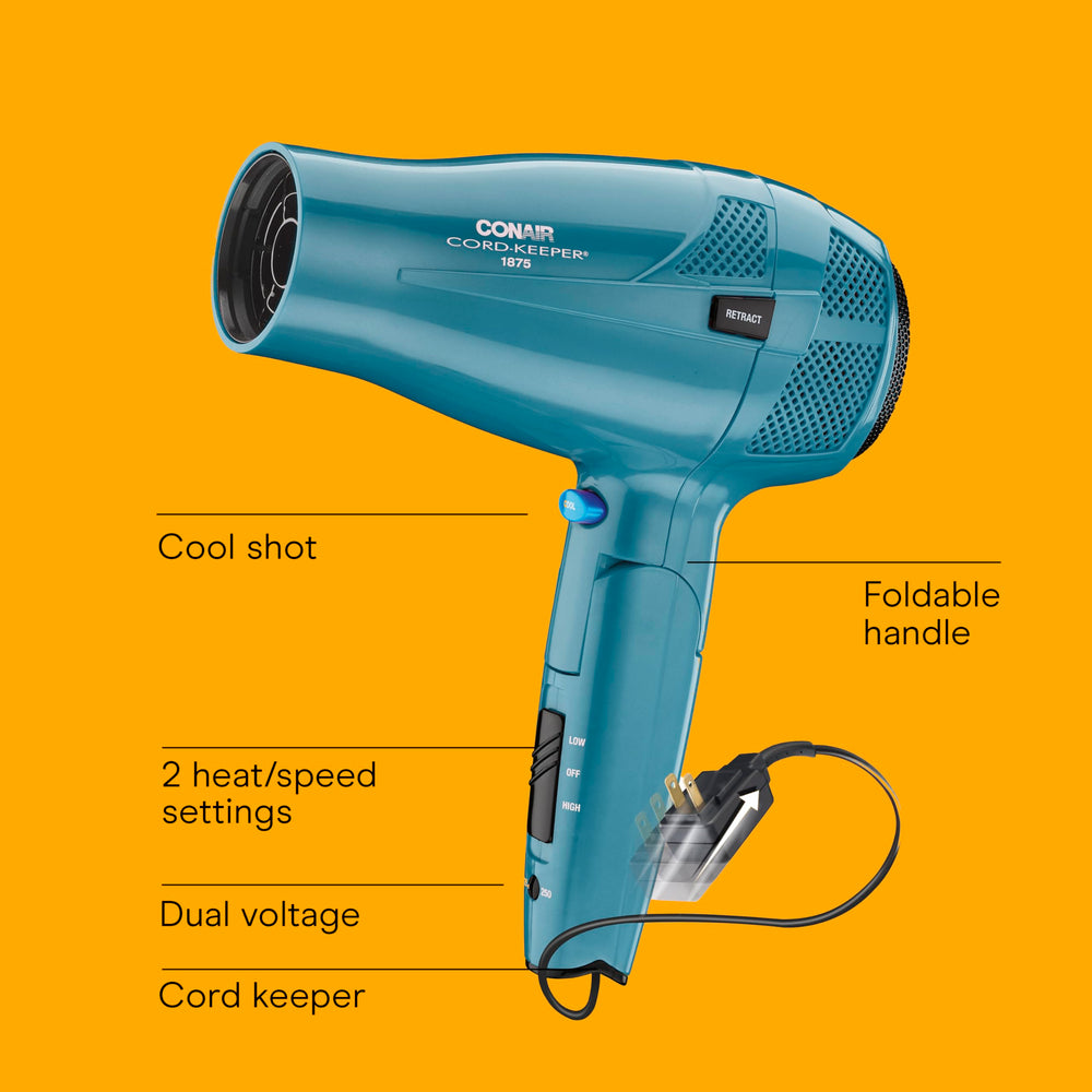Conair Cord-Keeper Dryer retractable cord keeps cords neat and travel-friendly.