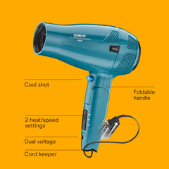 Conair Cord-Keeper Dryer retractable cord keeps cords neat and travel-friendly.