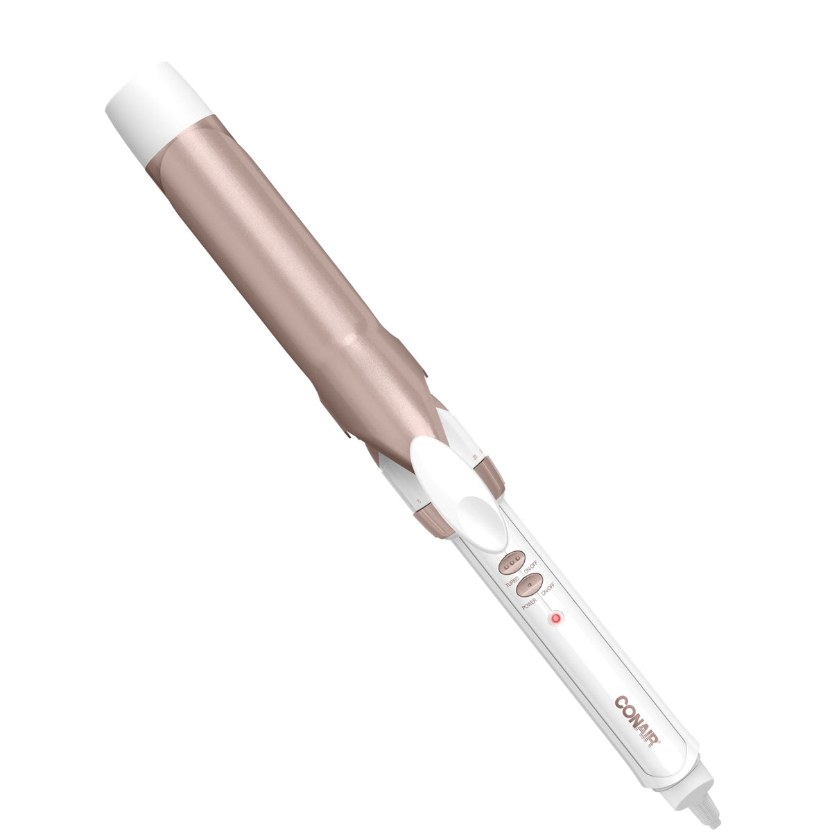 Conair Double Ceramic curling iron creates loose curls with lasting waves for medium to long hair.