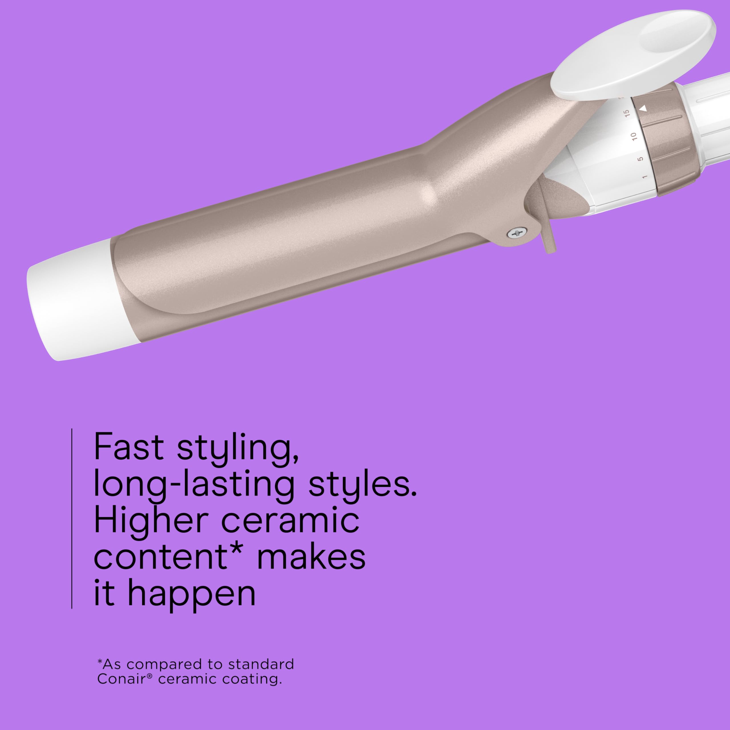 Conair curling iron Turbo Heat boost delivers extra power for faster well-defined curls.