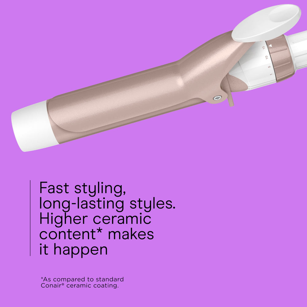 Conair curling iron Turbo Heat boost delivers extra power for faster well-defined curls.