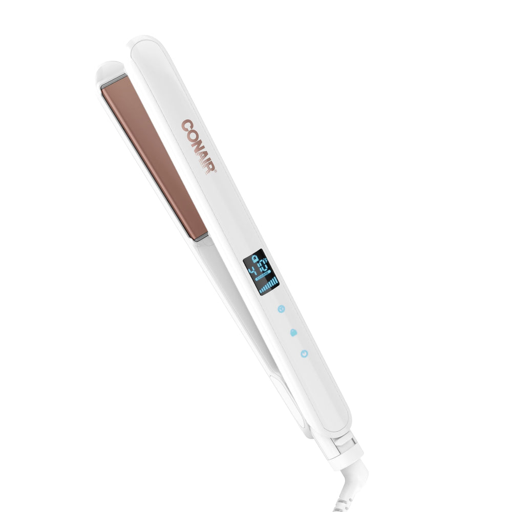Conair double ceramic 1-inch curling wand handle with an ergonomic grip for easy styling.