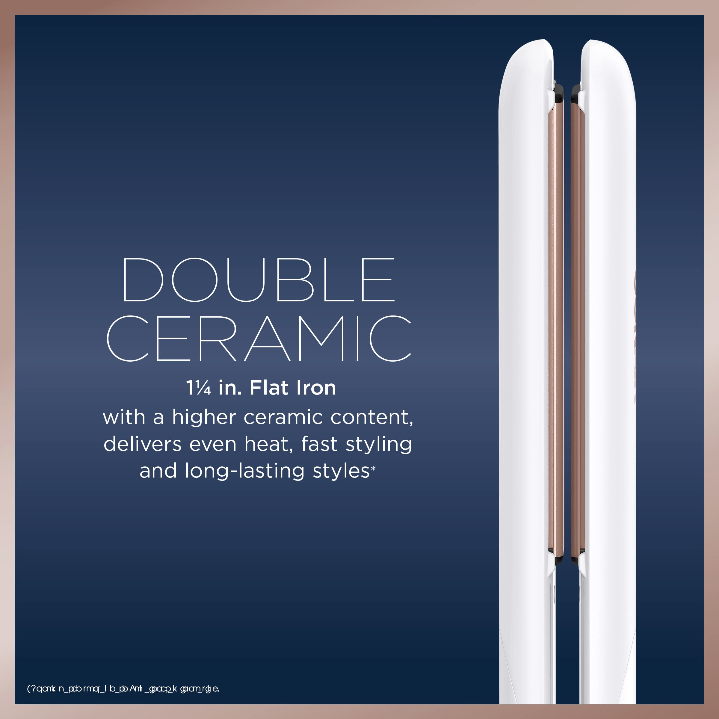 Conair Double Ceramic Flat Iron plates for fast, smooth styling across large sections.