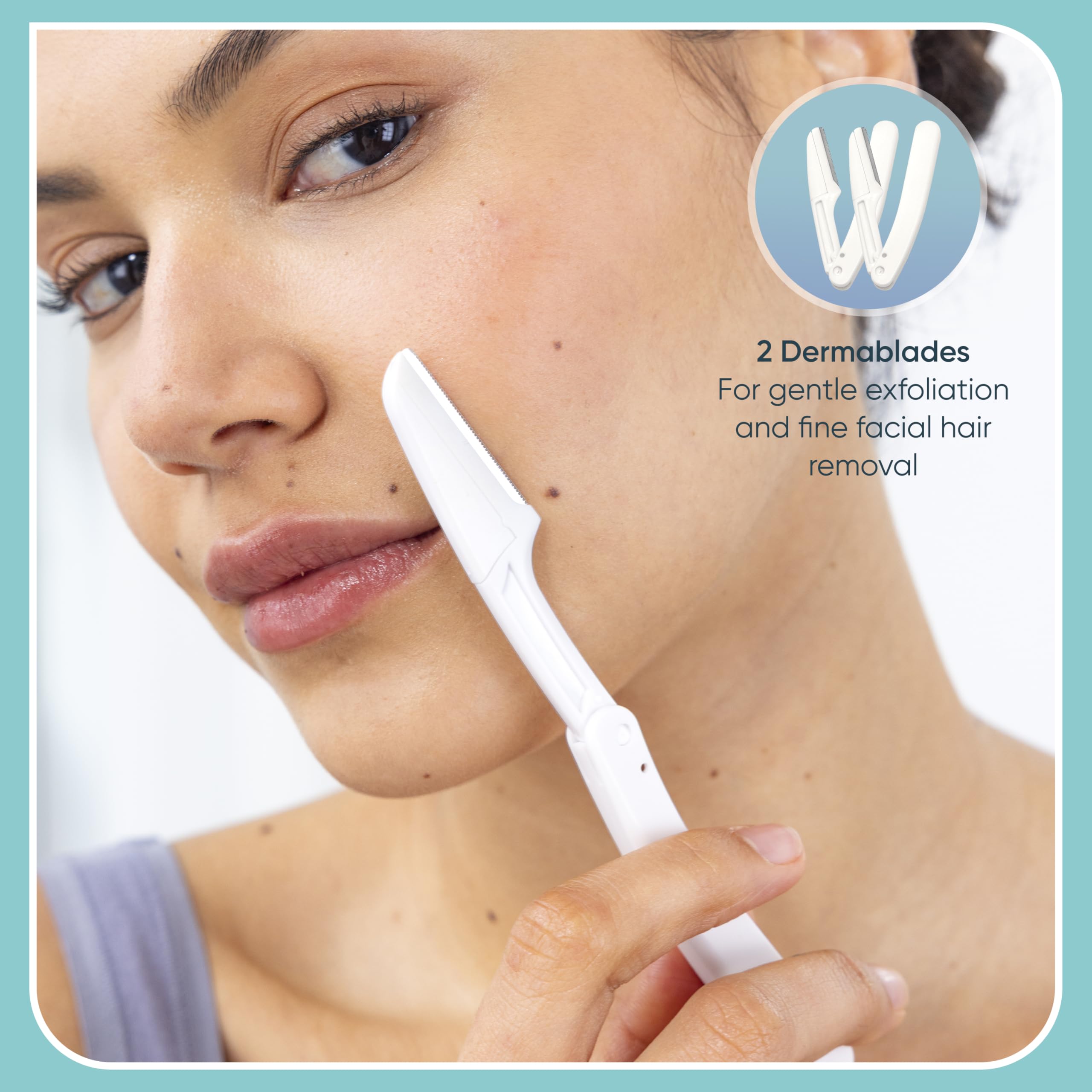 Conair GIRLBOMB disposable dermablades ready for gentle exfoliation.