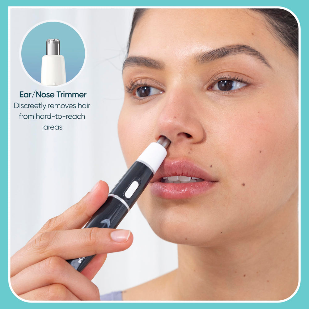 Conair GIRLBOMB nose trimmer detail for quick, painless maintenance.