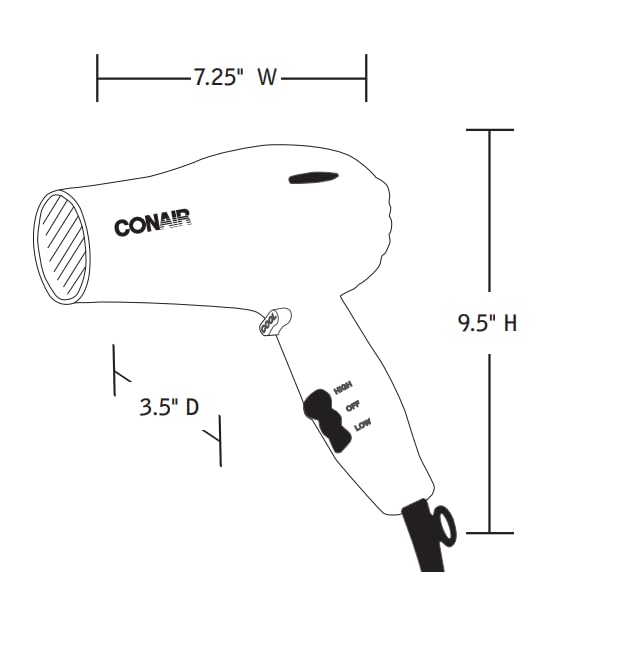 Conair hairdryer black nozzle attachment close-up supports precise airflow