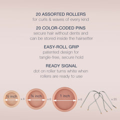 Conair HairSetter color-coded clips secure rollers for mess-free styling.