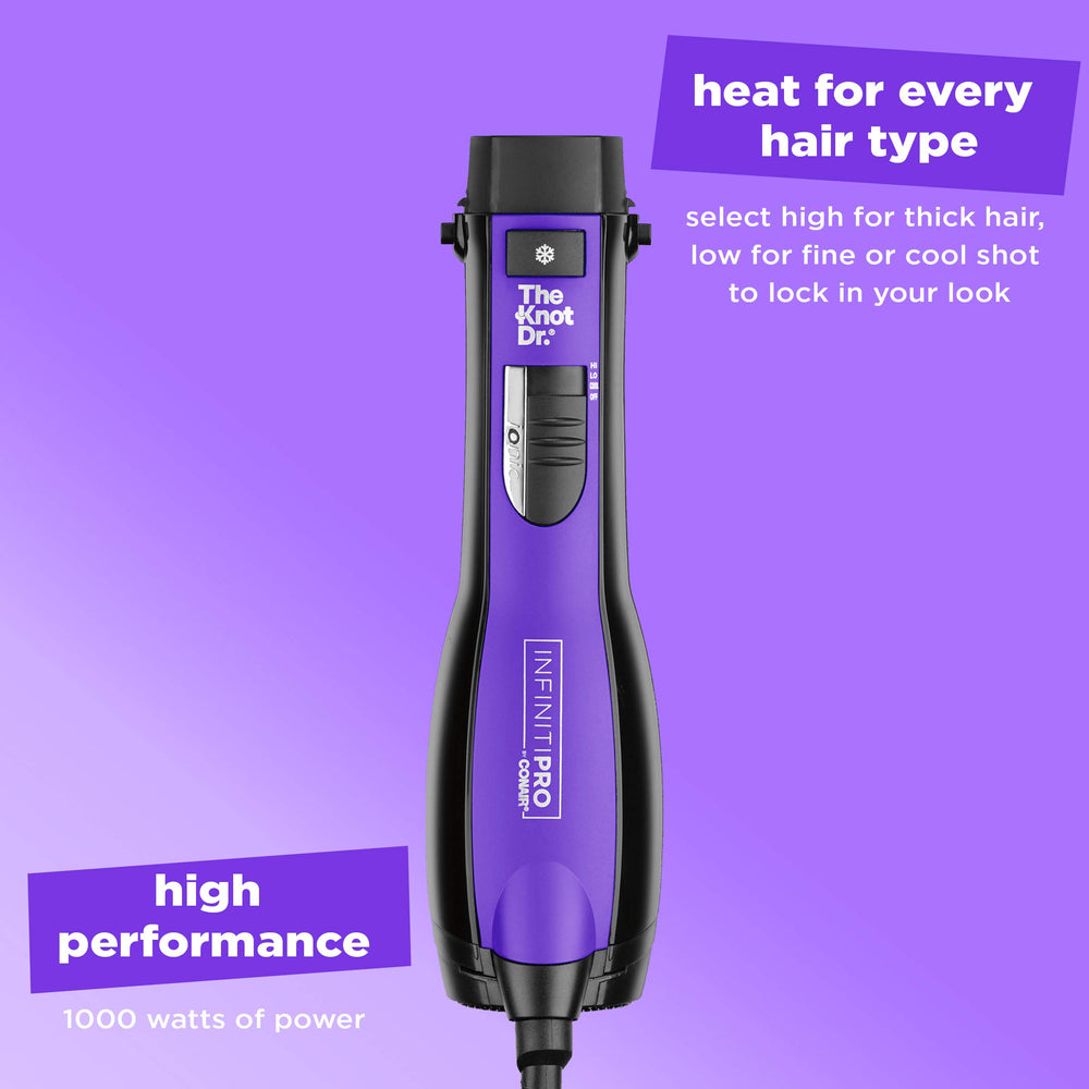 Conair Knot Dr. All-In-One oval brush shape supports balanced, comfortable styling.
