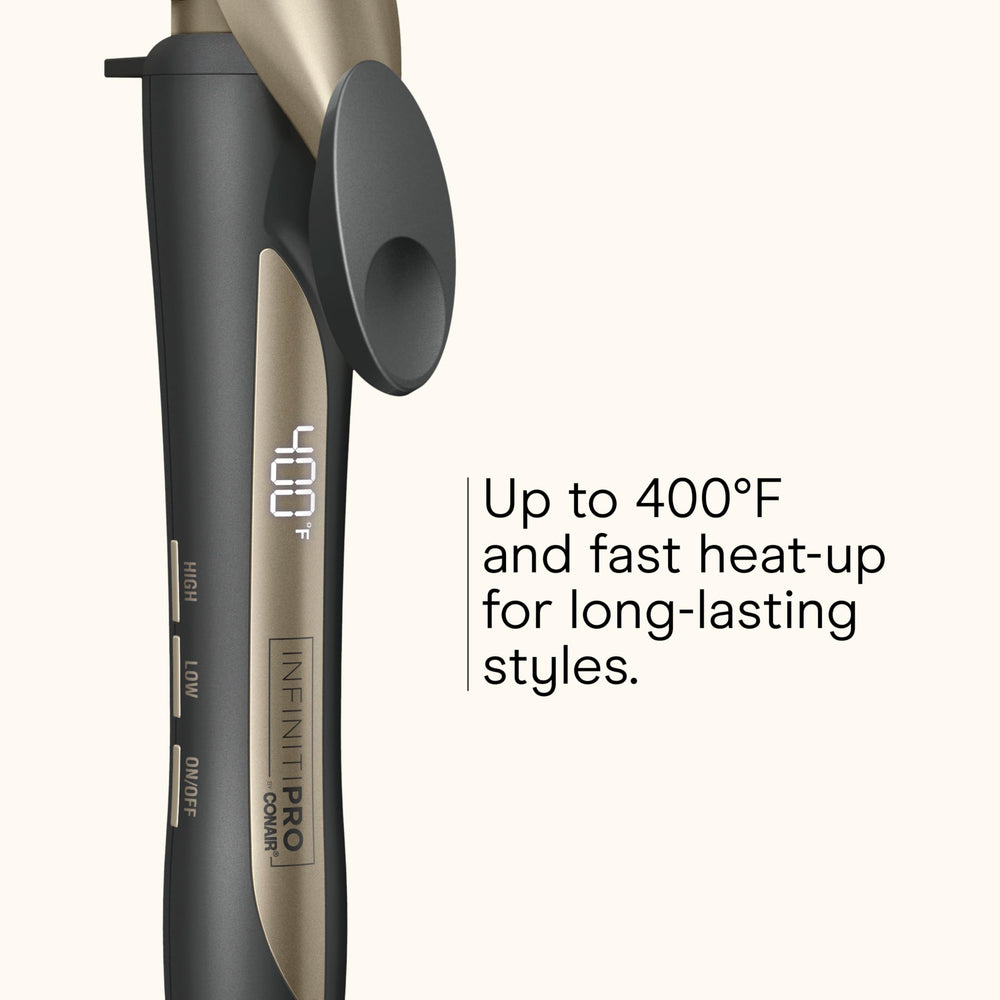Conair Infiniti Pro shows quick 30-second heat-up for fast styling.