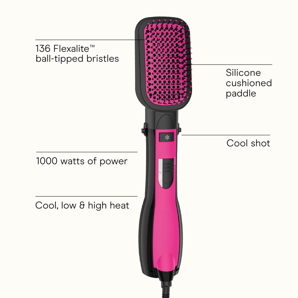 Conair Infiniti Pro All-in-One Dryer Brush control panel shows three heat settings for versatile styling.