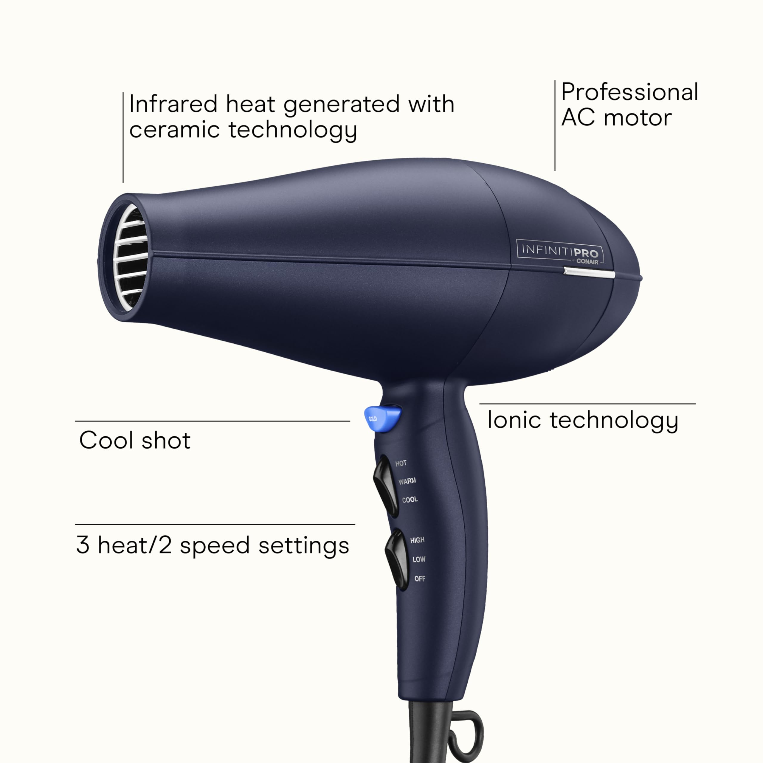 Conair InfinitiPRO diffuser multi-chamber attached for frizz-free curls and even airflow.